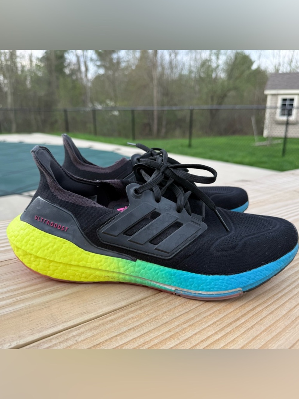 Adidas UltraBoost 21 Black Multi Color Boost Running Shoes Men’s 9.5